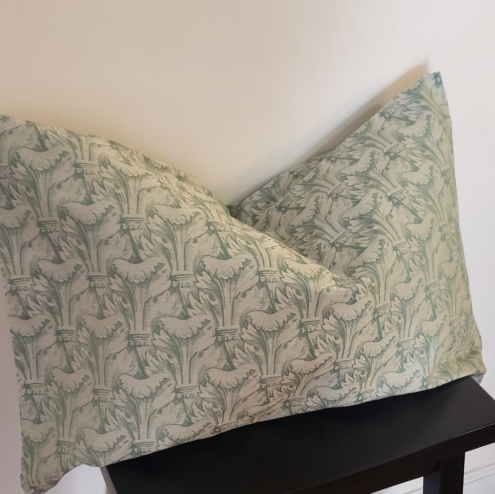 Upholstery Jacquard Sage Green Accent Throw Pillow Cover 26"×16".